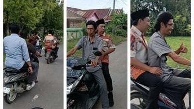 Achmad Daeng Se’re naik motor bareng warga Achmad Daeng Se’re kunjungi penerima BSPS Anggota DPR RI Achmad Daeng Se’re di Desa Jipang
