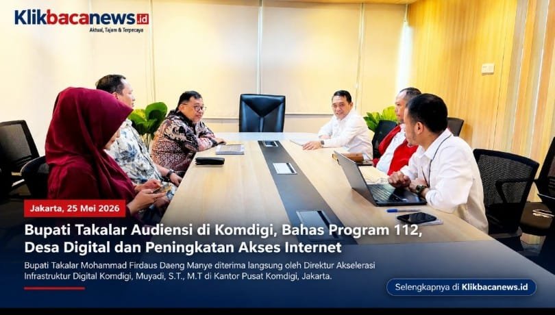 Bupati Takalar Mohammad Firdaus Daeng Manye melakukan audiensi dengan Komdigi membahas program 112, Desa Digital, dan peningkatan akses internet untuk percepatan transformasi digital di Takalar.