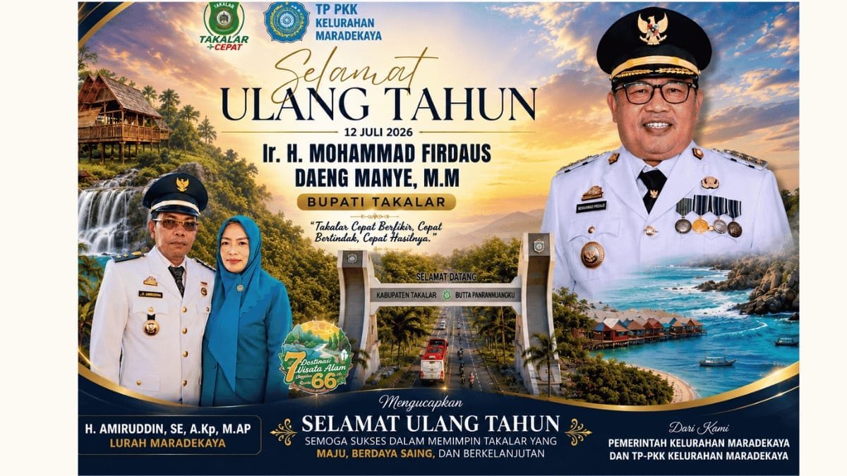 59 Tahun Daeng Manye, Lurah Maradekaya Puji Kepemimpinan Visioner yang Mengantarkan Takalar Raih Prestasi Provinsi hingga Nasional