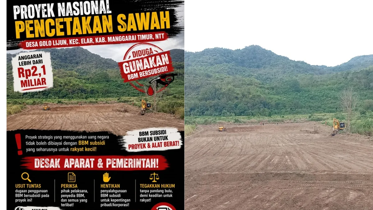 Proyek Cetak Sawah Rp2,1 Miliar di Manggarai Timur Diduga Pakai Solar Subsidi, Polda NTT Didesak Turun Tangan