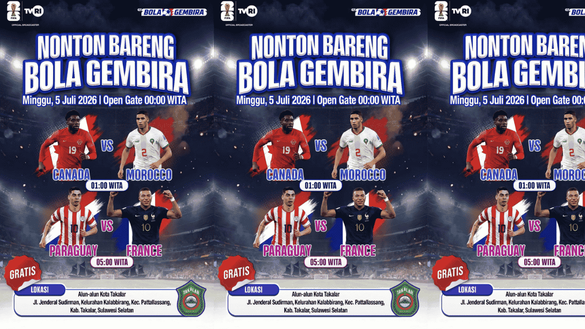Malam Ini! Nobar Piala Dunia FIFA 2026 di Takalar Dimulai Pukul 23.00, Ada Live Musik dan Game Quiz Berhadiah Uang Tunai