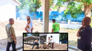 Meski WFH, Sekwan Sama Tetta Sarrang  Pimpin Pembersihan Halaman Gedung DPRD Takalar
