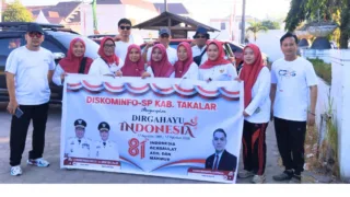 Semarak HUT RI ke-81, Diskominfo-SP Takalar Kibarkan Semangat Merah Putih di Jalan Santai