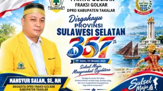 Mansyur Salam Ucapkan Selamat HUT ke-357 Sulawesi Selatan, Dukung Sulsel Maju dan Masyarakat Sejahtera