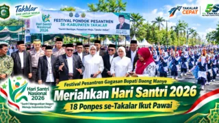 Festival Pesantren Gagasan Bupati Daeng Manye Meriahkan Hari Santri 2026, 18 Ponpes se-Takalar Ikut Pawai